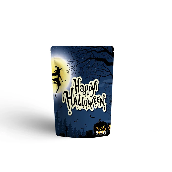 Wholesale Halloween Cartoon Sweet Candy Bags All Saints Halloween Pumpkin Plastic Zip Lock Custom Composite Bag For Food