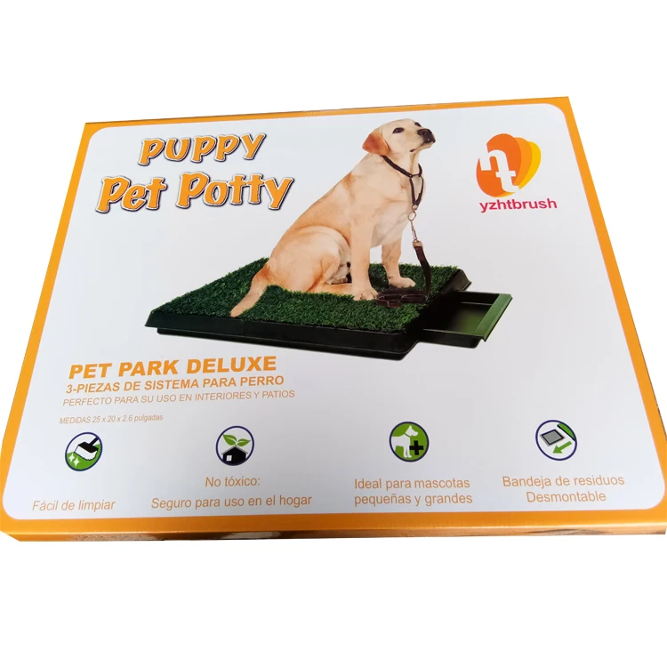 Portable Indoor PP Plastic Potty Tray Park Corner Dog Mat Cleaning Trainer Washable Pet Dog Toilet With Grass