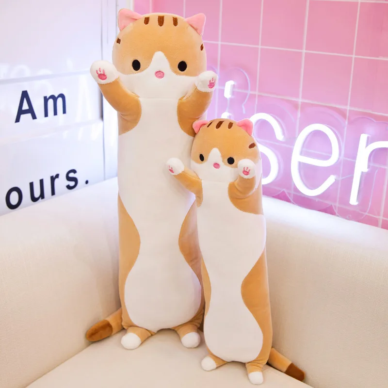 New style Baby Kids Toys Soft Cat Big Hugging Plush Pillow Cartoon Long Cat Kitten Legs Pillow Sleeping Companion Bolster Toys