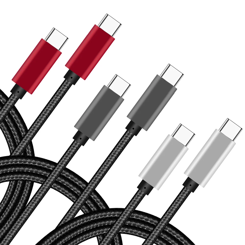 
100w 5a custom nylon braided 3.1 metal fast charging pd type c to usb c to usb c cable 