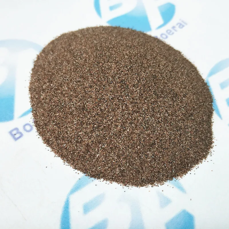 Brown fused alumina abrasive for rapid rust removal and stripping of paint