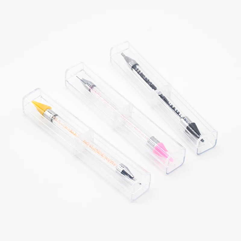  Haokelai High Quality Transparent Acrylic Rhinestone Handle Two-ended Nail Wax Dotting