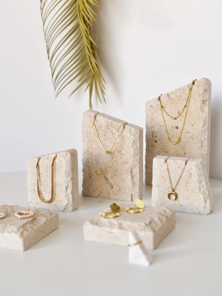 Marble necklace earrings Jewelry jewelry ring display stand Home table jewelry display live shooting window display props