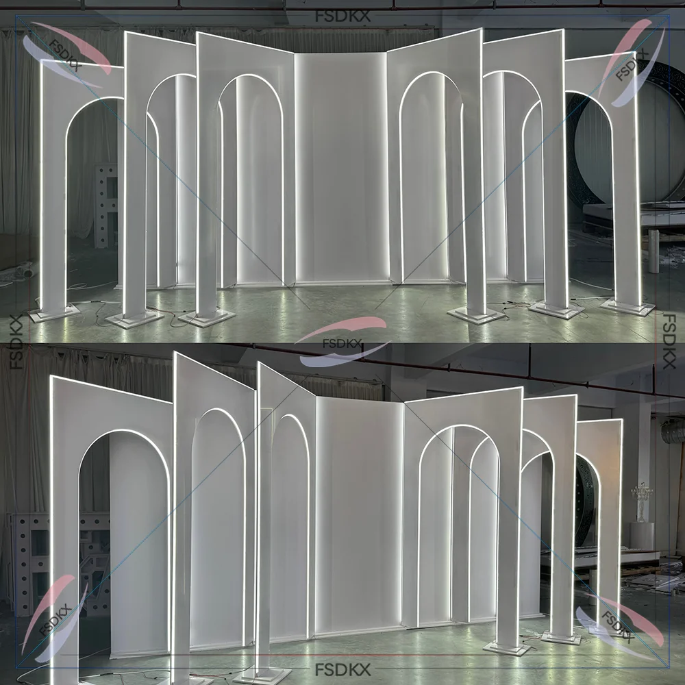 Modern rectangular shaped backdrop arches led stage acrylic backdrop arch curved backdrop stand