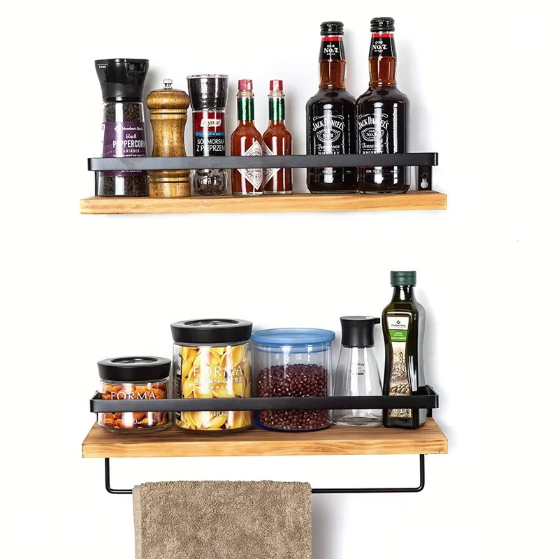 Wall Shelves Set Of 2, Wall Mounted Wood Shelves For Home Decor, Bedroom, Living Room, Bathroom, Kitchen