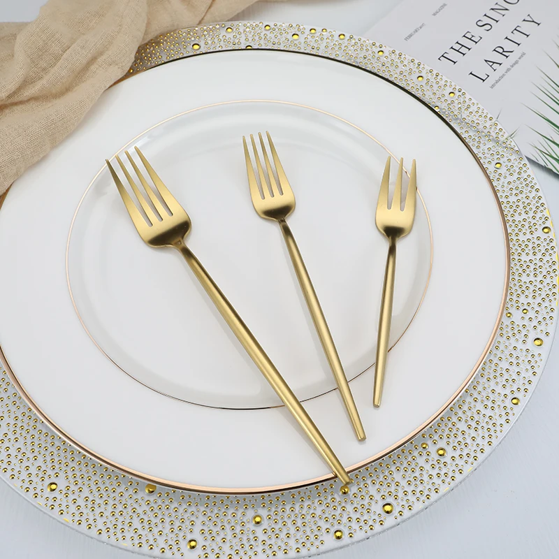 New Design Portugal Gold Plated Flatware Spoon Fork and Knife Stainless Steel Cutlery Set for Wedding Event