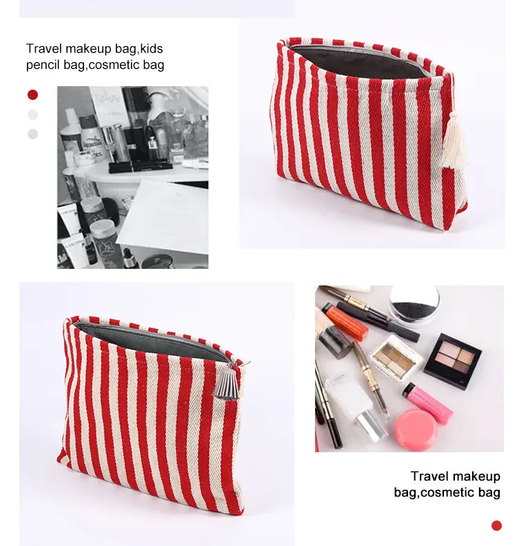 Stylish Environmentally Friendly Stripe Cotton Tote Bag Canvas Tote Bag Sets for Shopping