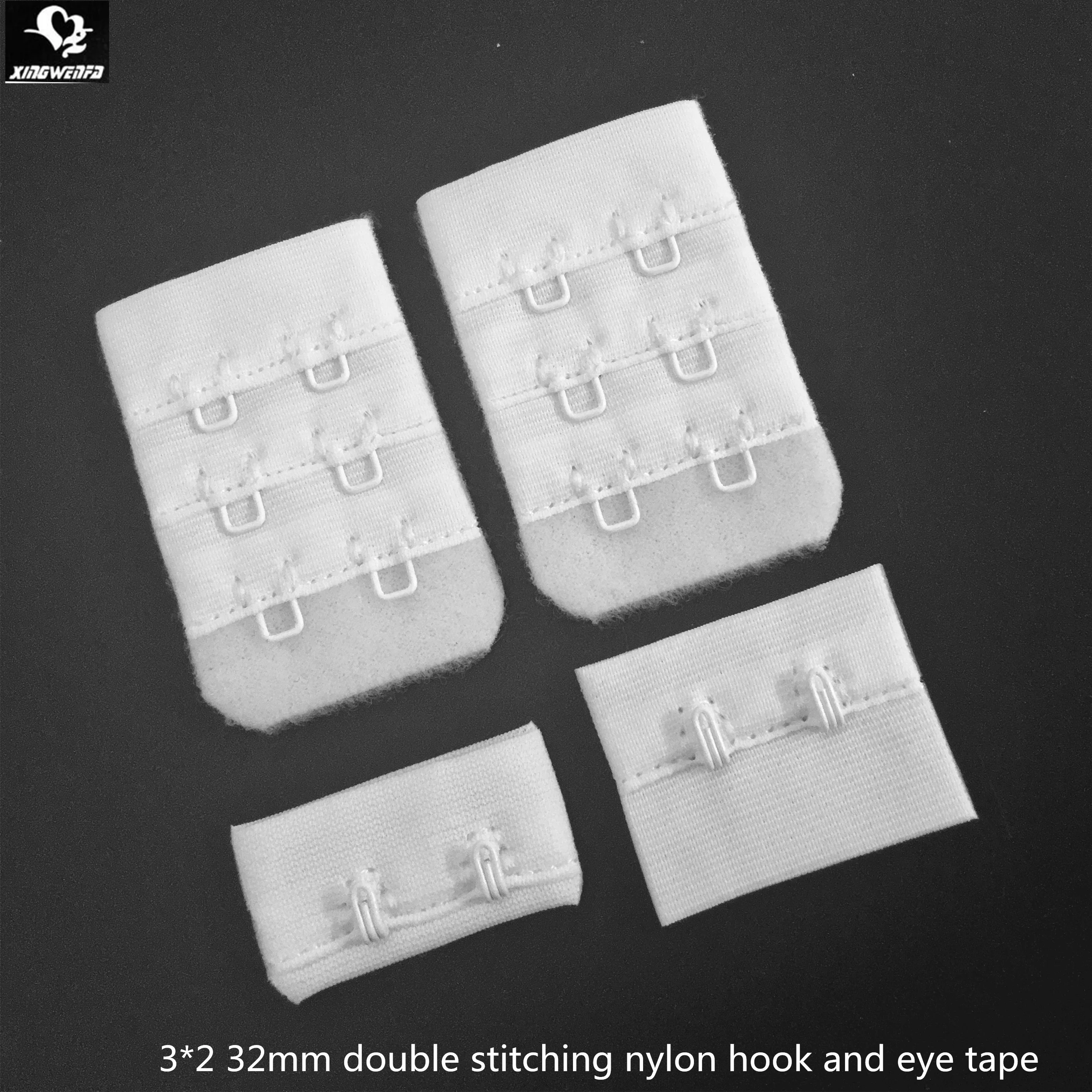 3*2 32mm high quality polyamide visible single stitching visible sewing white nylon hook and eye tape