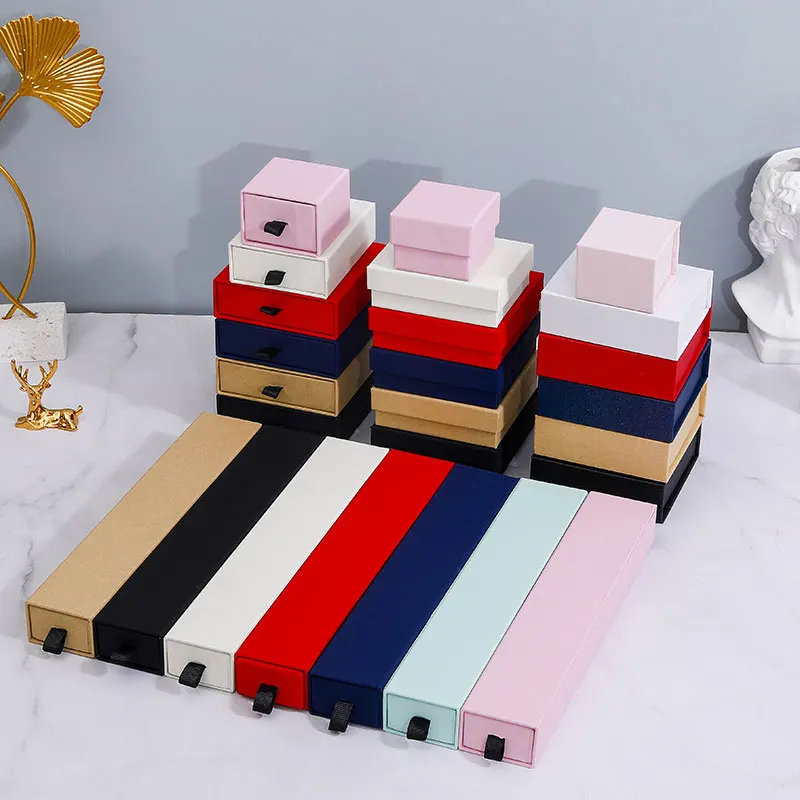Drawer Jewelry Box Jewellery Packaging Box Pink Earrings Paper Gift Packing Box
