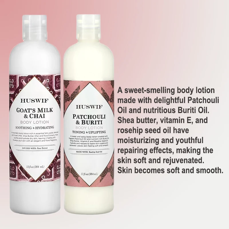 Moisturizing Skincare and Hand Cream Natural Goat Milk Lotion & Patchouli Buriti Body Lotion for Dry Skin