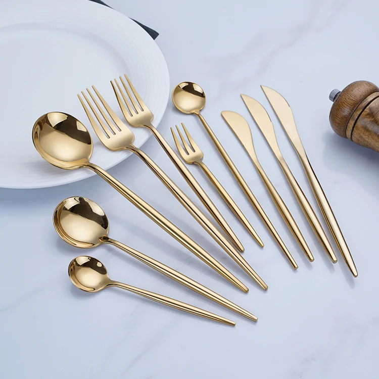 Shiny Mirror Gold Plated Flatware Wedding Event Cutipol Stainless Steel Cutlery Set
