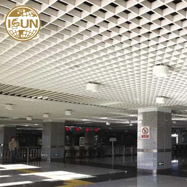Metal Grid Ceiling with Pre Print Coating in Wooden Grain Aluminum Grille Ceiling