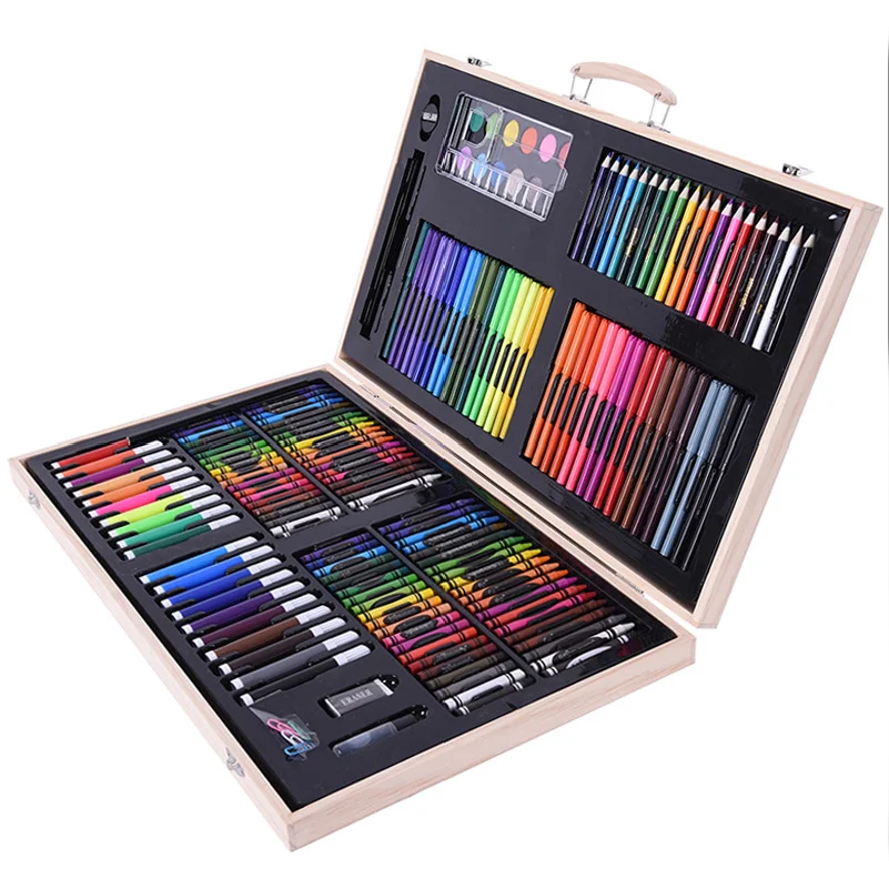 Premium 128 Colors Water Soluble Art Pencil Set with Wooden Box Professional Colored Pencils for Artists