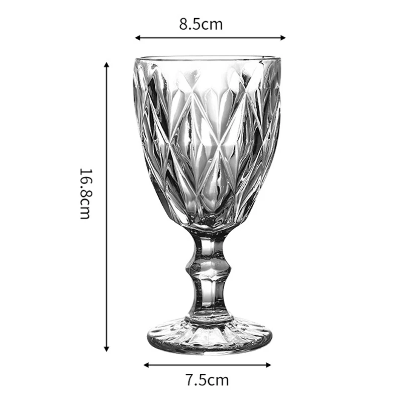 Heat Resistant Vintage Goblet Wine Juice Glass Cups Color Emboss Drink Glass Sublimation For Wedding Bar Patty