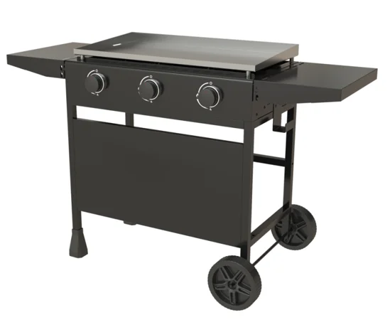 Miire Hot Sale Outdoor Commercial 3 Burner griddle Bbq Gas Grill Stainless Garden Party Barbecue Machine With Trolley