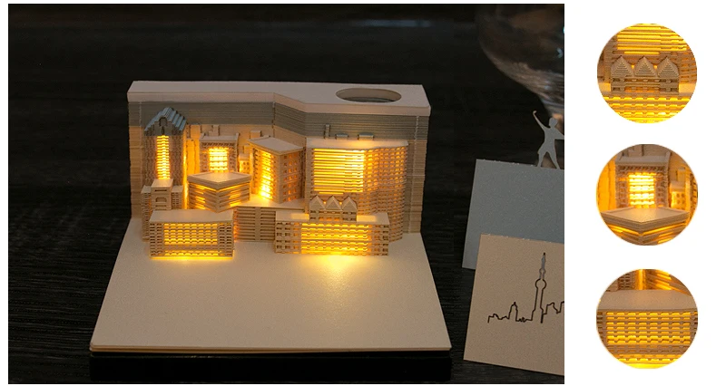 Craft Paper Sticky Notes Memo Pads Stickers Creative New York City Post Notes DIY Creative Japan Art 3D Building Block Note