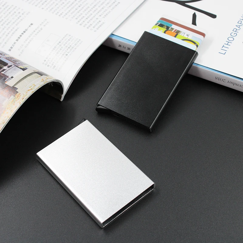 Front Pocket RFID Blocking Carbon Fiber Metal Wallets for Men Leather Phone Card Holder Card Holder Metal Leather Wallet