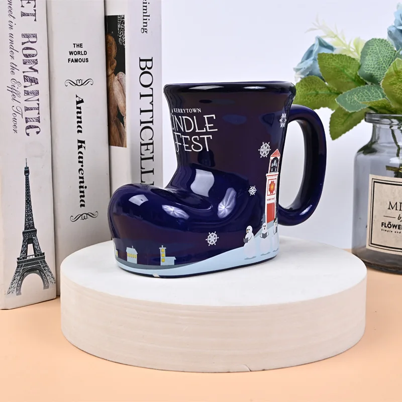 Ceramic Christmas boot shape beer cup ceramic boots mug