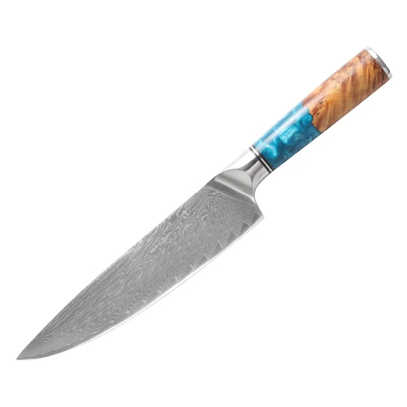 Chef Knife 67 Layers VG10 Damascus Steel with Resin Wood Handle Professional Multi Use 8 Inch Paring Knife Kitchen Cutting Foods