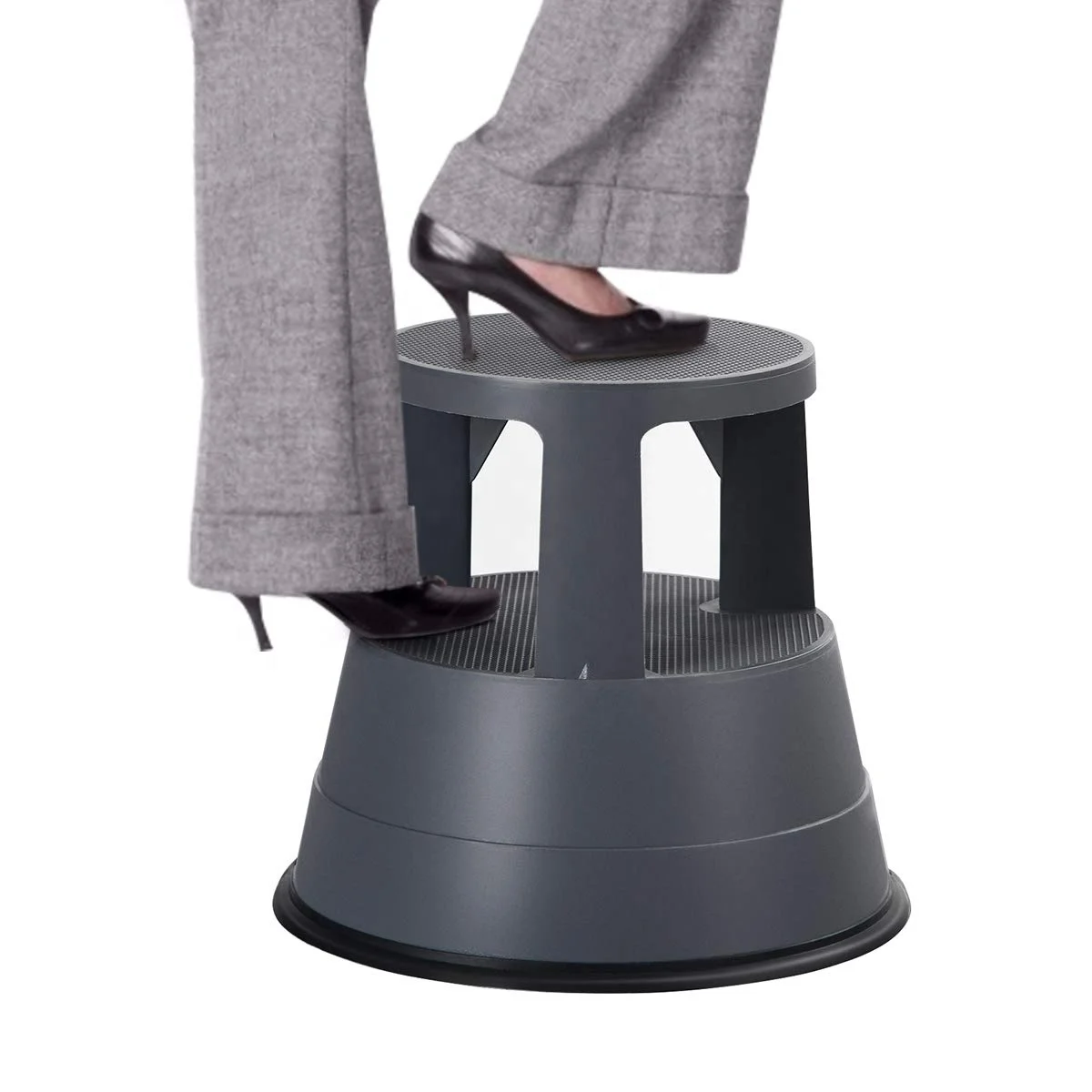 Rolling Step Stool Kick Stool Ladder Non-Slip Platform Casters Home Appliance Mobile Scooter 330 LBS Weight Capacity Gray