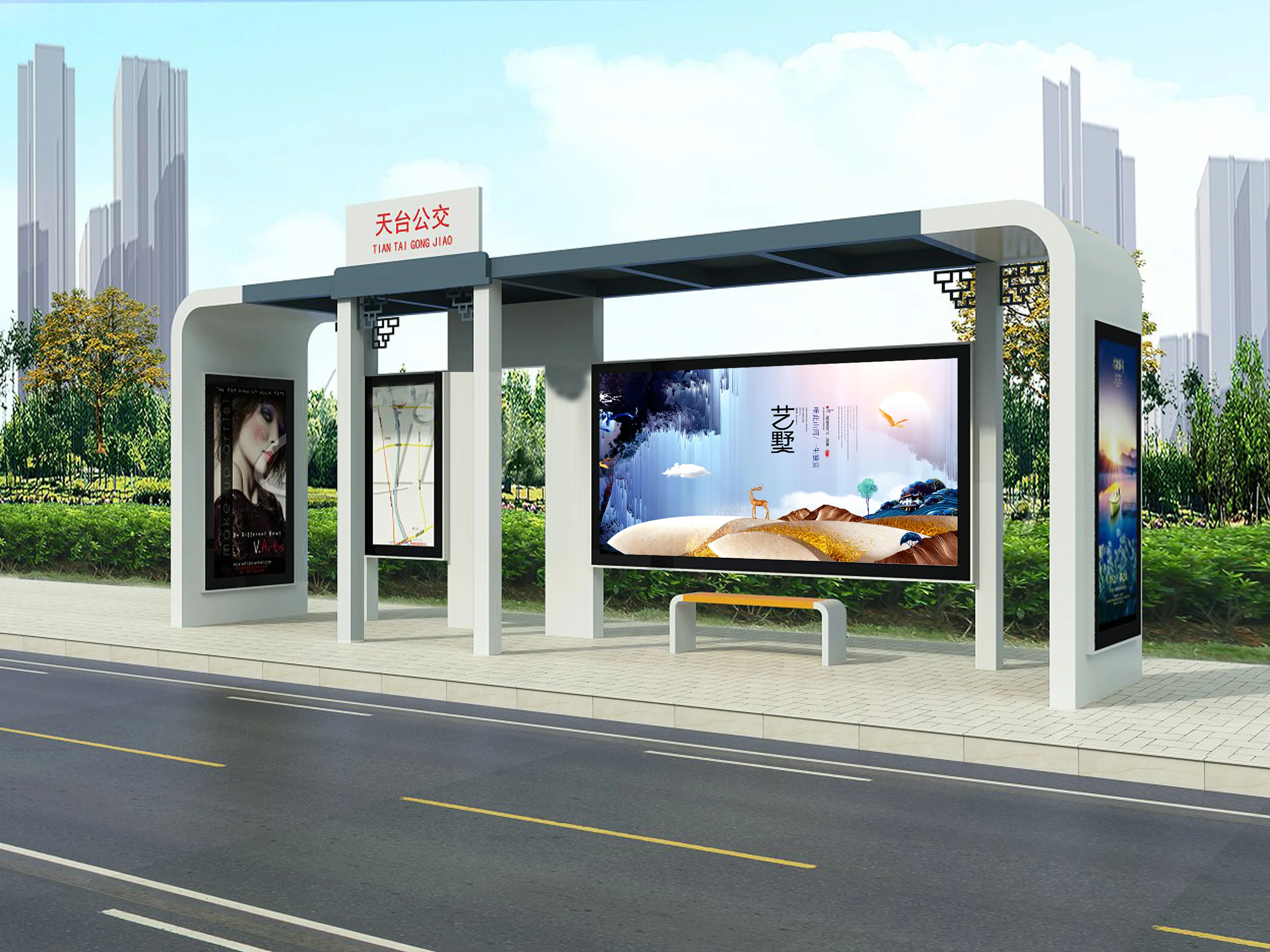 
Modern bus stop shelter design for professional manufacturer of bus shelter 