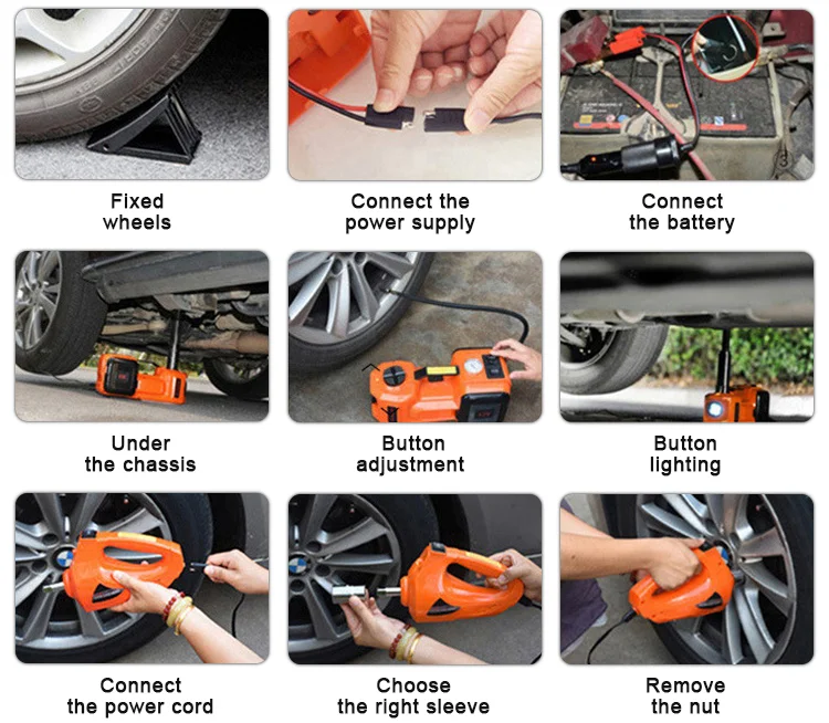 Car Electric Tyer Jack 5T Off-road Vehicle SUV  Electric Jack with Electric Wrench Multi-functional 12V Hydraulic Car Jack Set