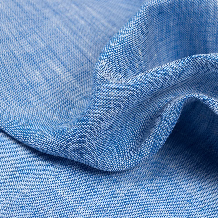 Two Tone 14S 140CM width Yarn Dyed Demin Pure Linen Fabric Wholesale