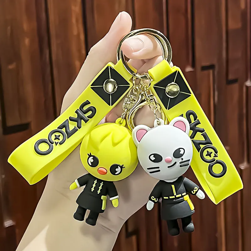 7 Styles Cartoon Kpop Bag Pendant PVC Keychains Wolf Rabbit Hyunjin Skzoos Stray Kids Keychain