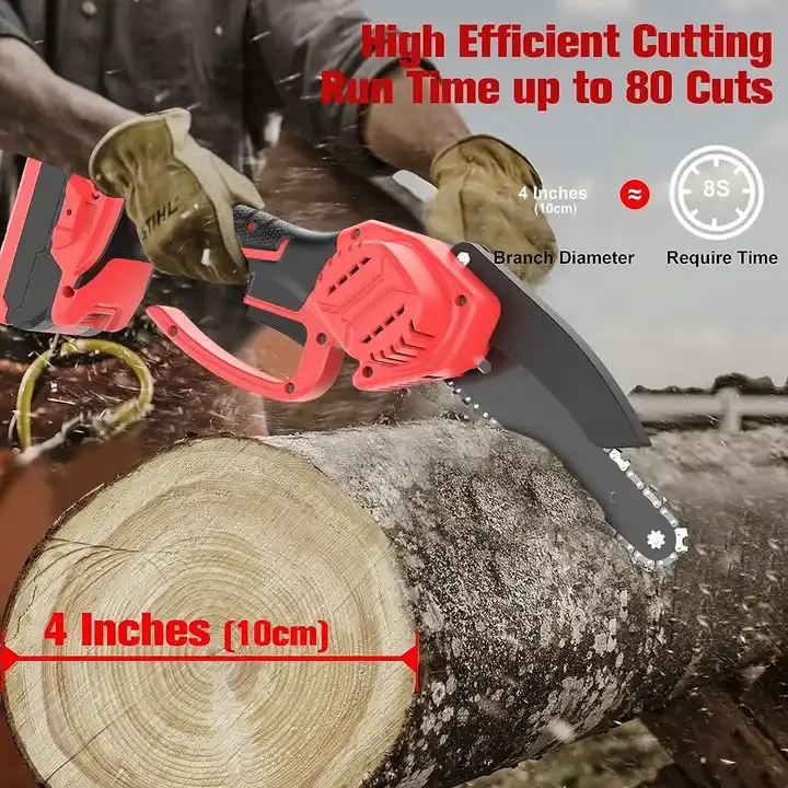 Mini Chainsaw 6-Inch with Batteries Chain Speed 21V Handheld Power Chain Saw for Tree Trimming Wood Cutting Pruning Branches