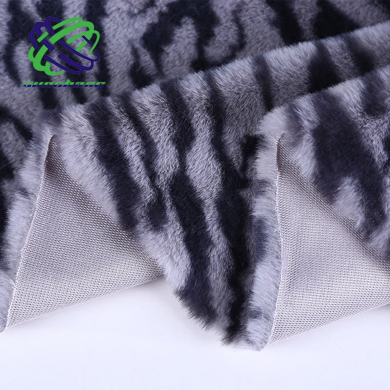 Popular animal zebra print faux rabbit fur fake fur fabric for coat scarf shoes bag blanket