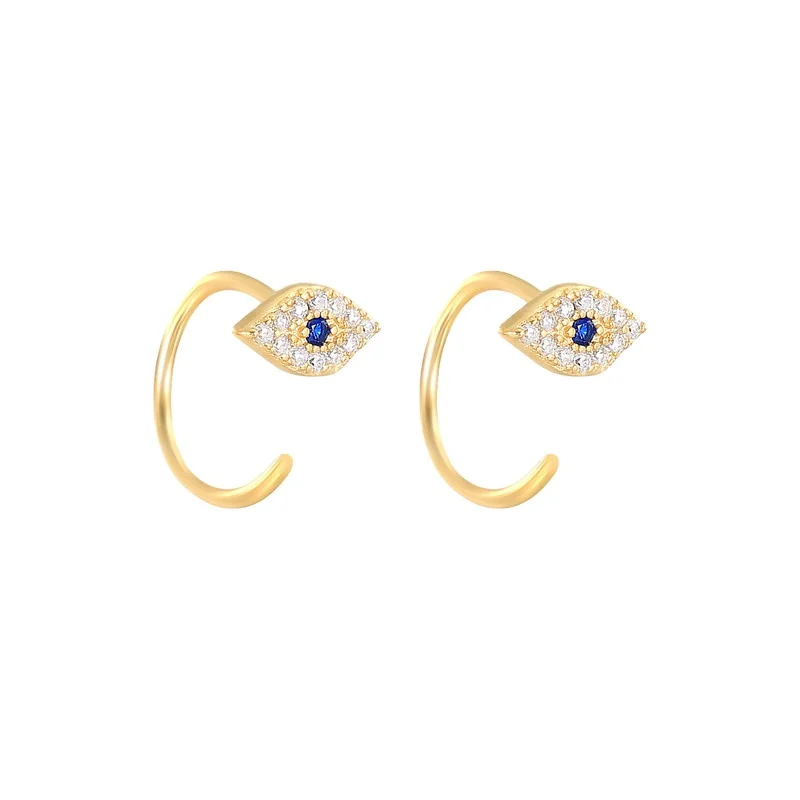 Delicate Hypoallergenic Gold Earrings S925 Sterling Silver CC Hoop CZ Diamond Evil Eyes Nose Piercing Rings Studs Jewelry Gift