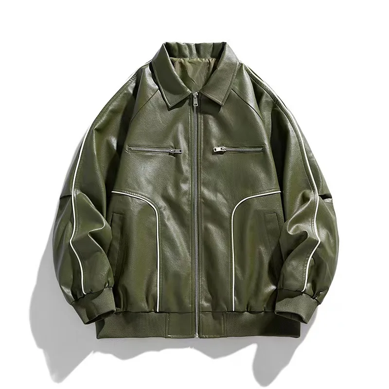 Spring Fall Leather Jacket Jacket JK Jacket Trend Vintage biker wear casual wear Fashion couple country trend