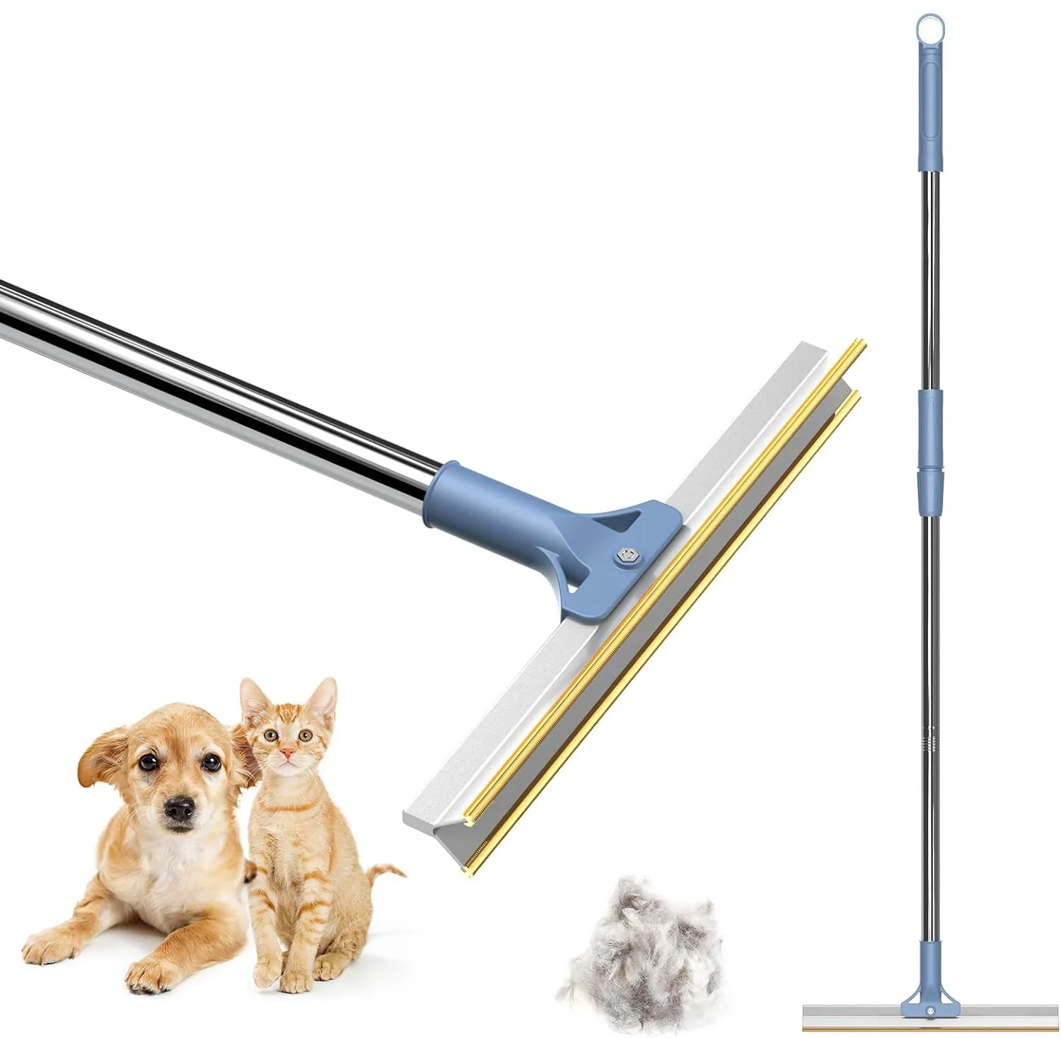 Reusable Large Metal Lint Remover Brush Adjustable Long Handle Carpet Rake Pet Hair Remover