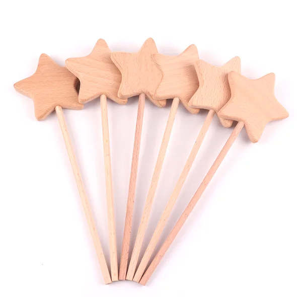 Party Supply boy and girls Princess Wand Magic Fairy Wand Stick Unfinished Wooden DIY Crafts Moon Star Heart bear Magical Wand