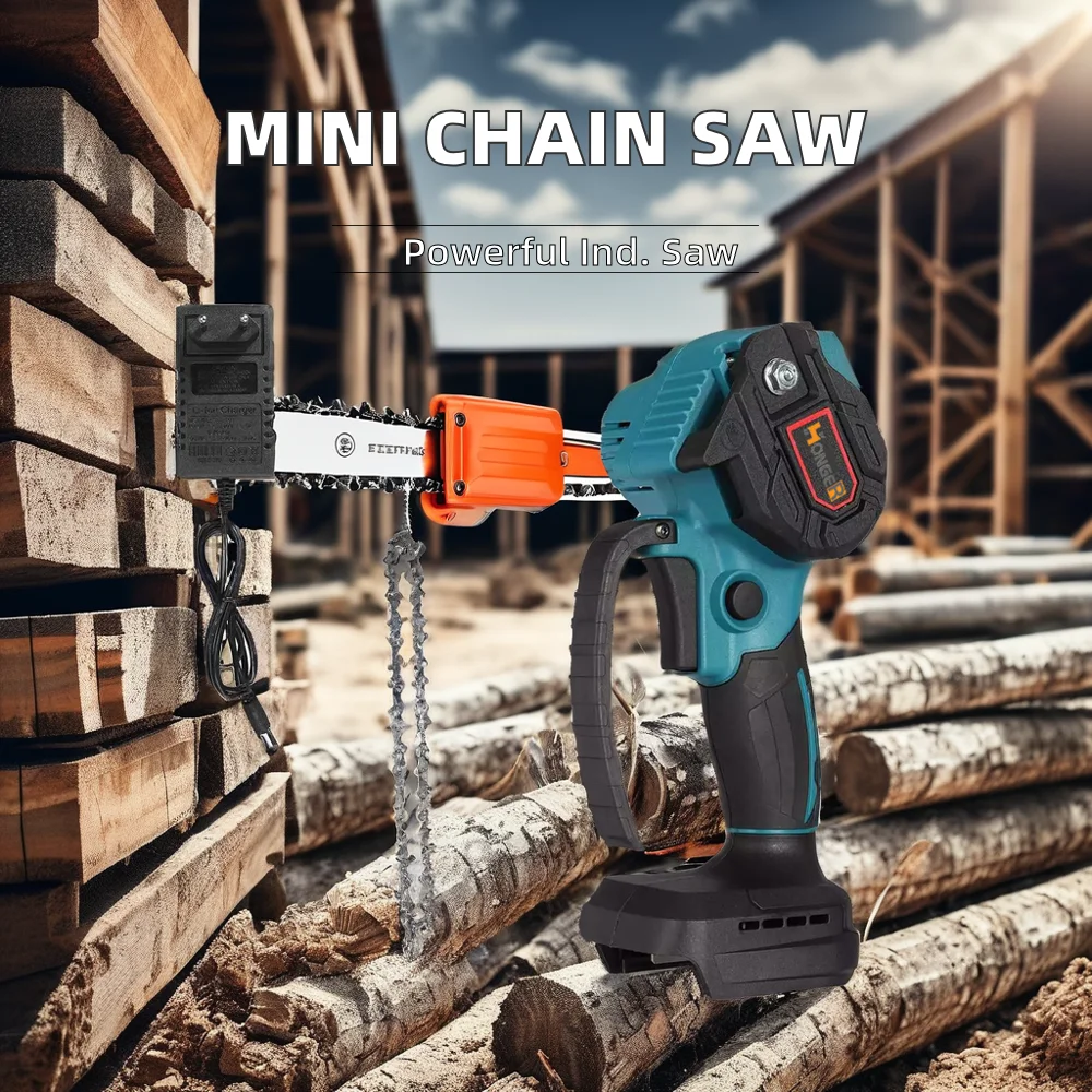 The best-selling mini electric chain saw, the new digital display oil pot cordless one-handed chainsaw