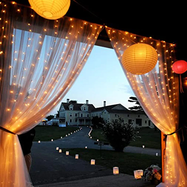 Curtain Fairy String Lights with Remote  8 Modes Waterproof USB Plug in Copper Wire Lights for Window Wall Bedroom Wedding Party