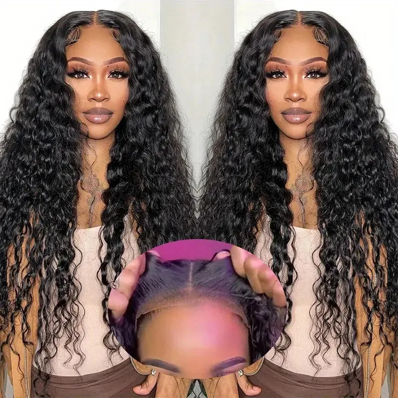 Wear And Go Glueless Full Lace Frontal Wigs Deep Curly Raw Indian Hair Wigs Pre Pluck HD Transparent Lace Front Wigs Human Hair