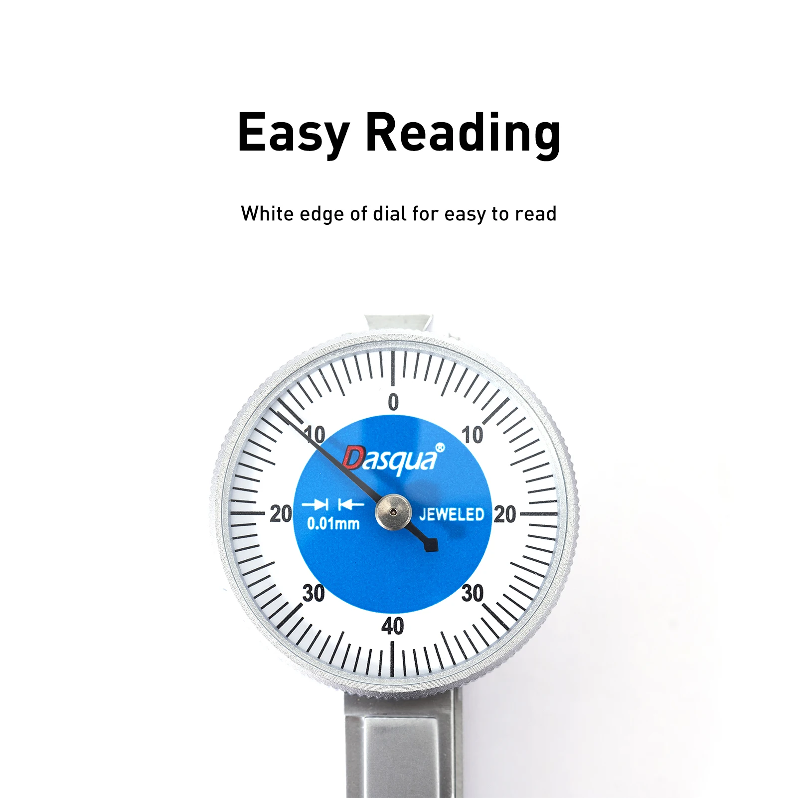 Dasqua 0.8mm Satin Chrome-Finish Case Dial Test Indicator