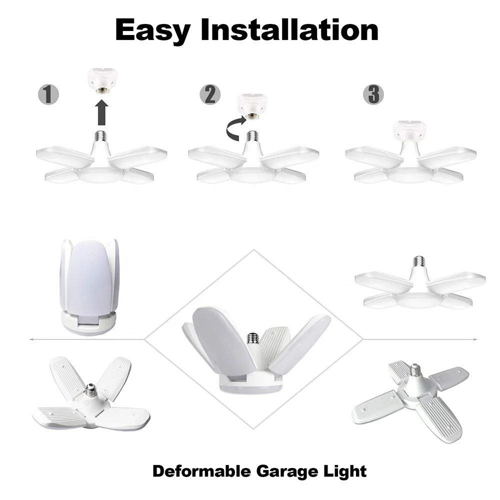 Лидер продаж Amazon, светодиодный потолочный светильник highbay 60 Вт для чердака, добычи дома, подвала, магазина, парковочного освещения, деформируемая упаковка, потолочный светильник для гаража, мастерской