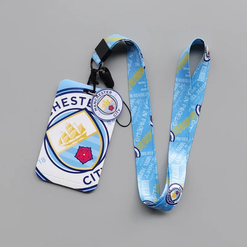 Wholesale 25mm Iron Keychain Soccer Team and Football Club Lanyard Card Holder With Long Neck Rope Business ID Card Holder