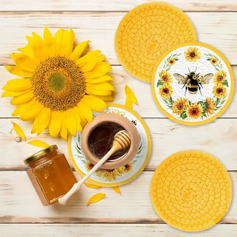Custom color handmade Coasters for Drink cotton coaster Handmade Knitted Coaster Cup Mats