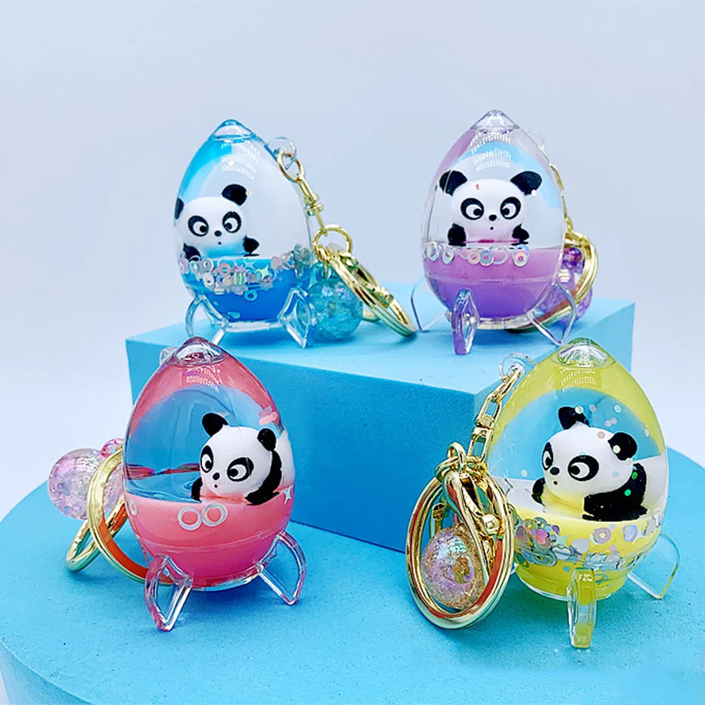 Cute Plastic Keychain Manufacturer, Wholesale Panda Acrylic Liquid Keychain/