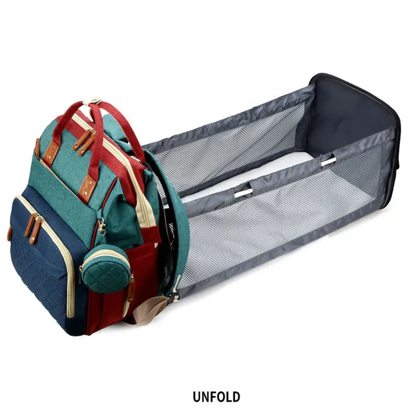 Trendy New Professional Outdoor Mommy Backpack Carrier Nappy Diaper Bags Baby Diaper Bags With Bed