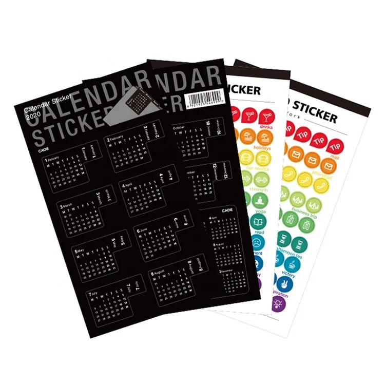 Colored decorative DIY memo sticker daily monthly 2020 calendar planner sticker