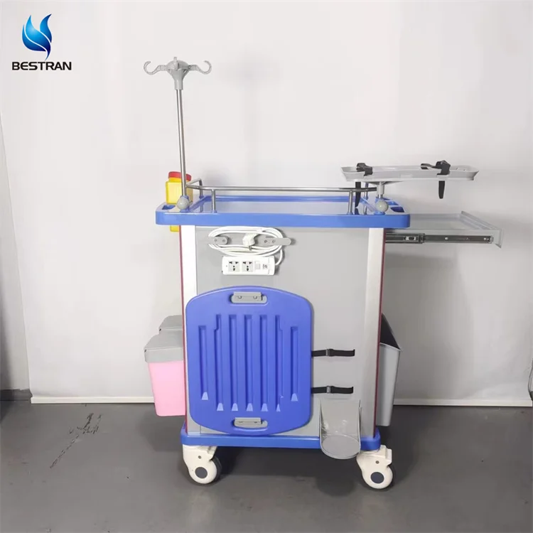 BT-EY001B Cheap Hospital resuscitation Crash Cart Medical Emergency Trolley with 5 drawers price