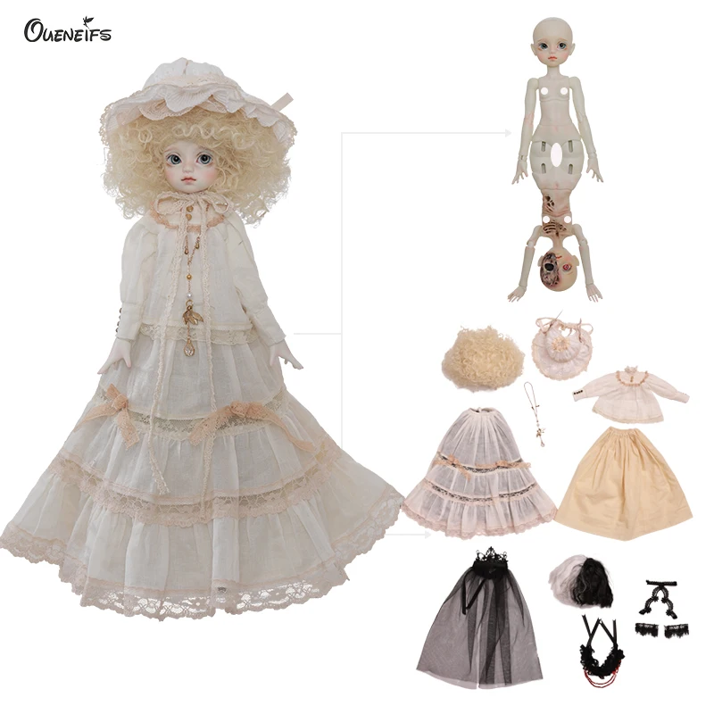 Кукла шарнирная Evelyn двусторонняя, полимерная, 1 тело, 2 куклы, в европейском стиле, с лицом человека, темным ветром, черепом, сплошным откидным лицом, художественная игрушка