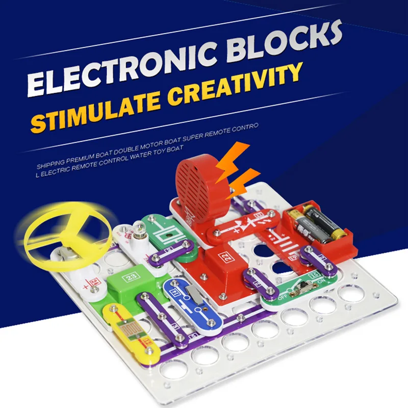Wholesale creative DIY electronic assembly building block circuit science educational kits for kids