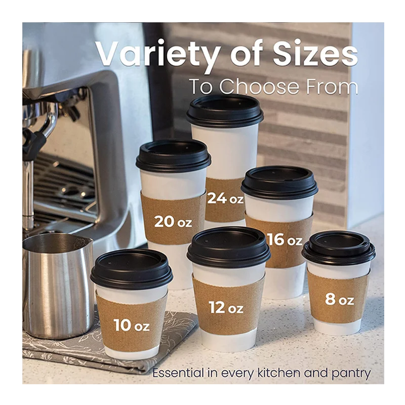 Wholesale Custom Print Logo Disposable Biodegradable 6oz 12oz Single Double Wall Take Away Hot Cold Coffee Paper Cup With Lids