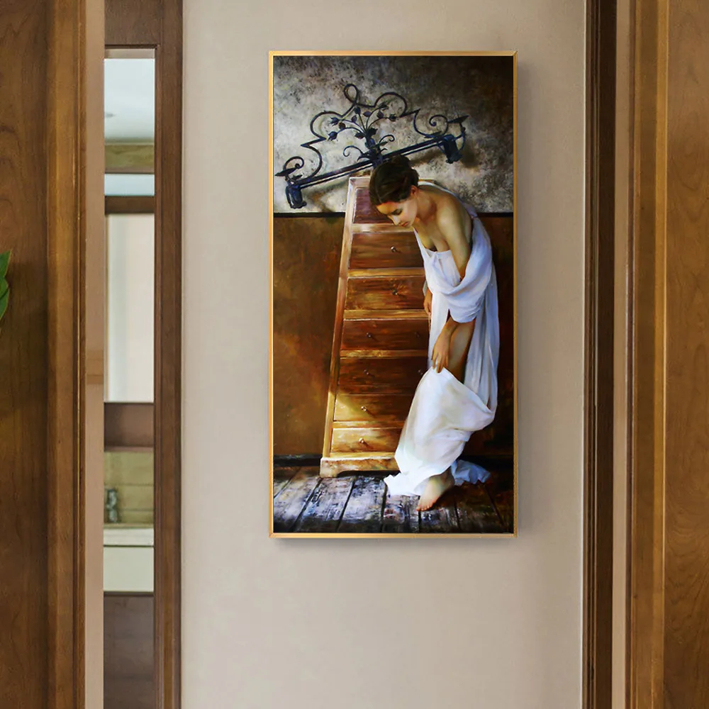 Brand new decoration home modern art oil painting of nude chinese girl