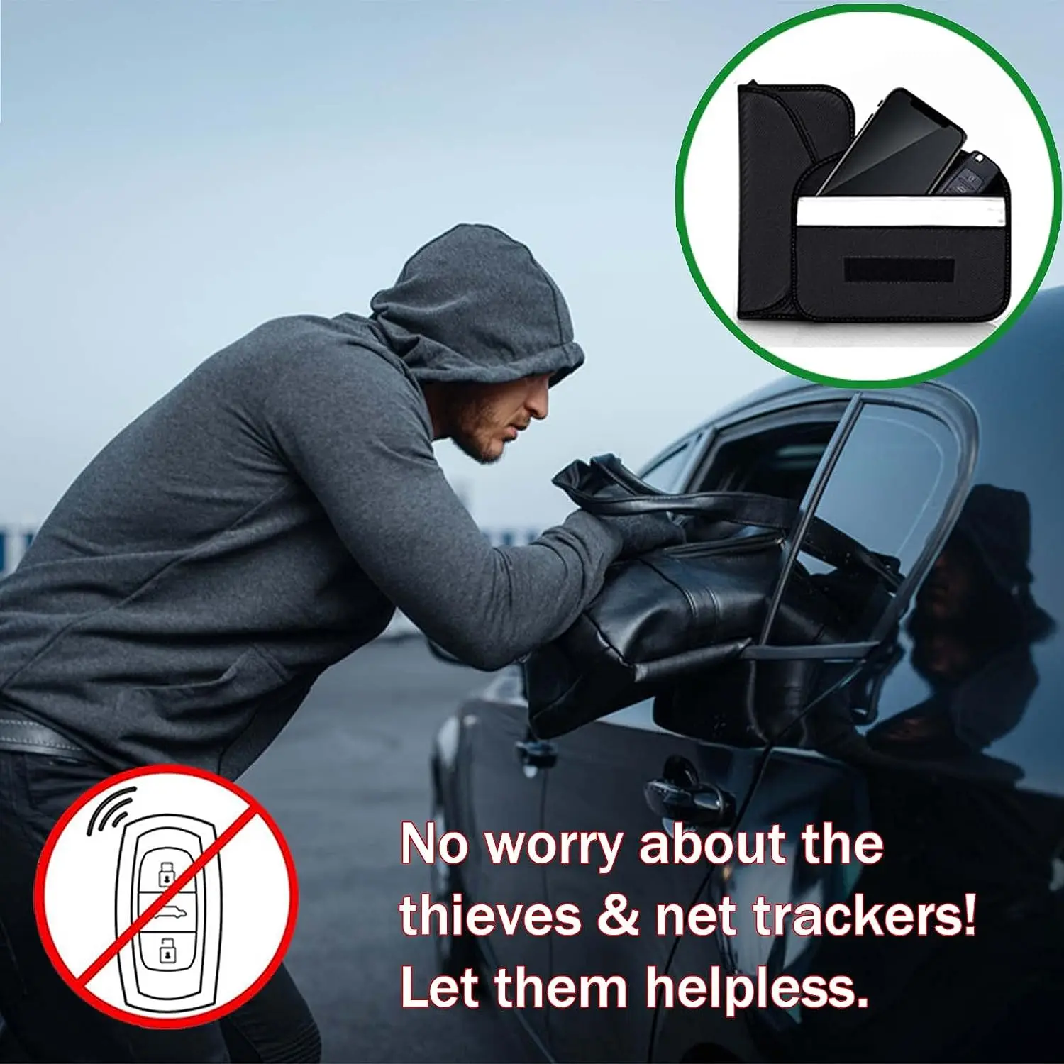 RFID Faraday Bag Car Key Signal Blocking Pouch Anti-Theft Information Protection Bags Bank Cards Cellphone Signal Blocker